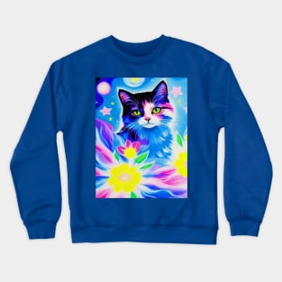 Cosmic Floral Kawaii Cat Crewneck Sweatshirt